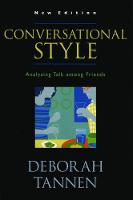 Conversational Style: Analyzing Talk among Friends (PDF eBook)