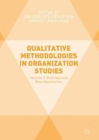 Qualitative Methodologies in Organization Studies: Volume I: Theories and New Approaches
