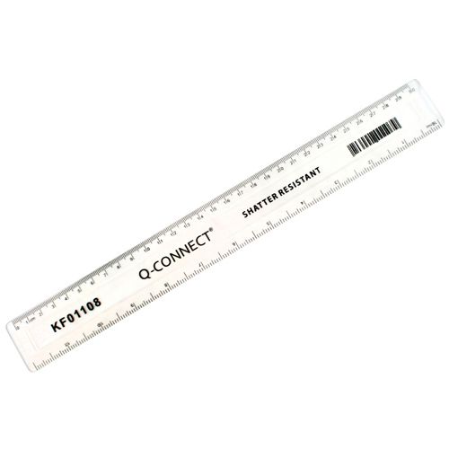 Q-Connect Ruler Shatterproof 30cm Clear