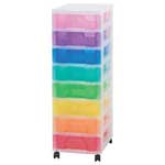 Really Useful Box Multicoloured Storage Unit - 8 x 7L - Clear Tower Rainbow Drawers - 925H x 300W x 420D mm - Each